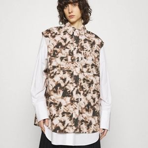 NWT Samsoe Samsoe Button Down Camouflage Clay Sleeveless Top. Sz small.  oversiz